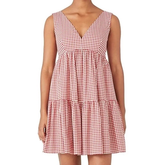 NEW Kate Spade Tiered Vineyard Dress Womens Size 2 Red Gingham - Picture 13 of 14